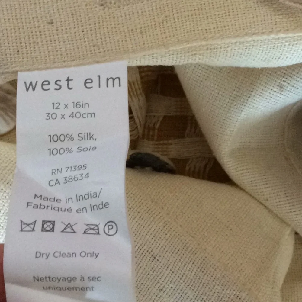 West Elm 2 small silk cushion covers new